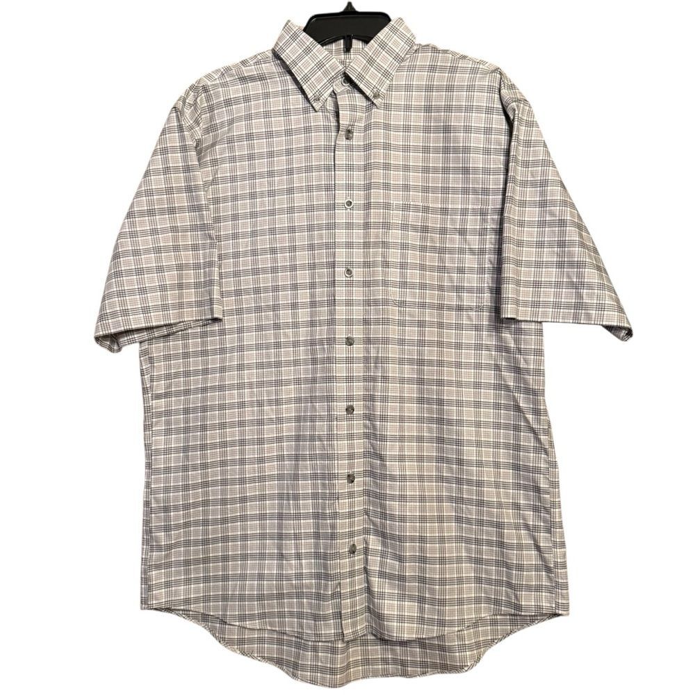 Cabela's Men's Neutral Colors Plaid Button Down Shirt 100% Cotton Size LT